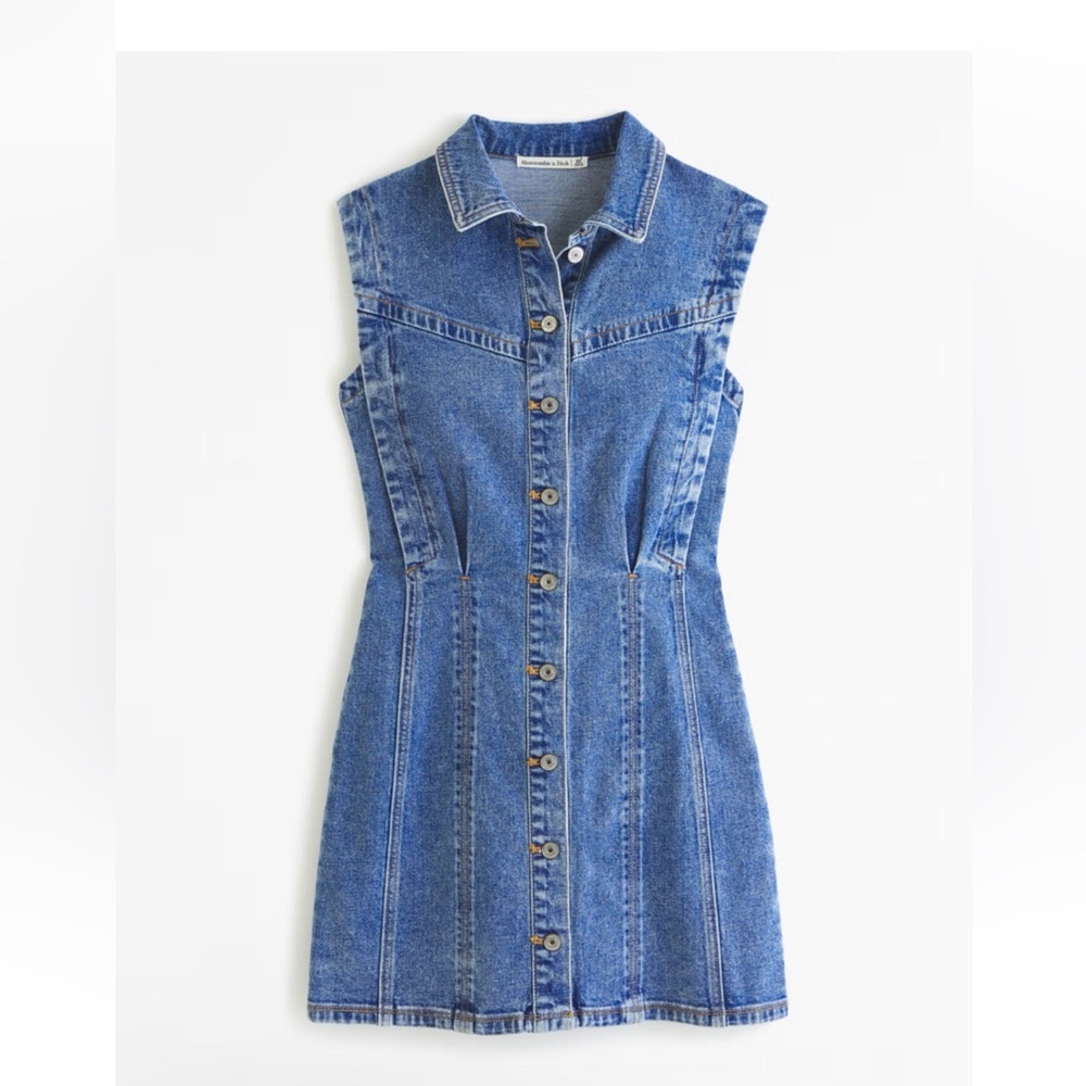 Abercrombie & Fitch Collared Denim Shirt Dress
